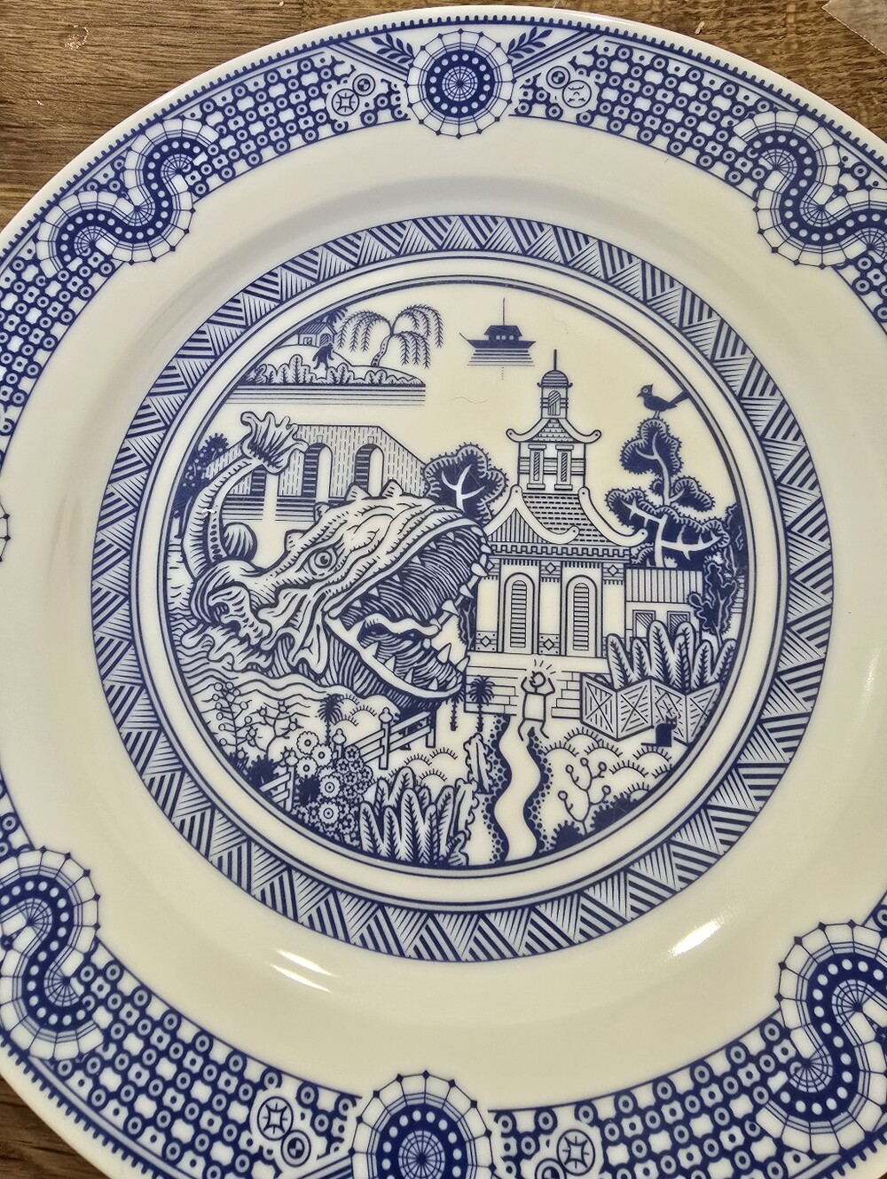 Calamityware Plate #3 Revisited Don Moyer 10” Blue White Monster 2017 PolandCa